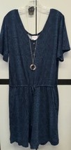 NWT LuLaRoe Large Blue Tie Dye Snakeskin Xanthe Romper W/Pockets &amp; Draws... - £35.19 GBP