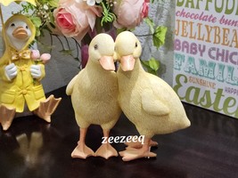 Easter Spring Yellow Ducks Couple Resin Figurine Tabletop Decor 8&quot; - £23.59 GBP
