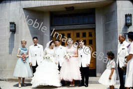 1959 Bride Groom Bridal Party Church Exterior Los Angeles Kodachrome 35mm Slide - £3.48 GBP