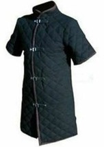Thick black color viking Gambeson Medieval Padded collar short sleeves - £55.96 GBP