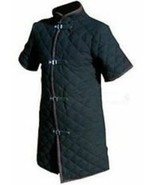 Thick black color viking Gambeson Medieval Padded collar short sleeves - £55.58 GBP