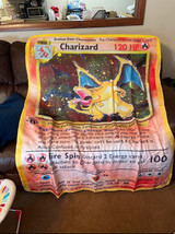 Charizard Pokémon Card Sherpa Fleece Room Décor Custom Anime Winter Blanket - £47.78 GBP+