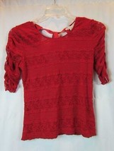 NWT American Rag CIE Dark Red Tie Back Short Sleeve Lace Blouse XS Org $... - $13.29