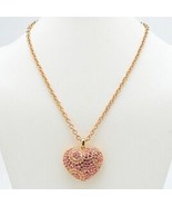 WOMENS ROSE COLOR METAL PINK CRYSTAL HEART SHAPED PENDANT CHARM NECKLACE... - £47.54 GBP