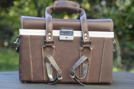 Beautiful vintage Brown Leather Hard Camera Case with removable compartments. Pe - £59.95 GBP