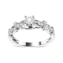 14K White Gold 1/2 Cttw Diamond Vintage Style Engagement Ring (G-H , VS2-SI1 ) - £2,115.22 GBP