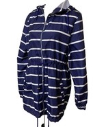 Primark Parka in a Pack Blue Striped Thin Jacket Sz L Windbreaker Rain H... - $18.99