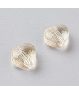 10 Glass Heart Beads Charms Gold Electroplated Valentines Jewelry Suppli... - $6.92 CAD