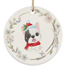 Cute French Bulldog Dog Lover Ornament Flower Watercolor Xmas Gift Tree Decor - £11.83 GBP