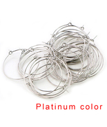 20-40mm Platinum  Earring hoops, ear wire loops, DIY beaded earring acce... - $28.10 MXN+