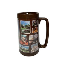 Vintage Walt Disney World Photo Collage 6” Thermo Serv Cup Mug Brown Plastic - £8.78 GBP