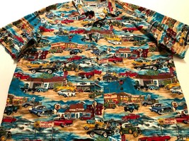 An Original By Kathi 50s 60s Travelers Automobiles Diners Hawaiian Camp Shirt - £7.88 GBP