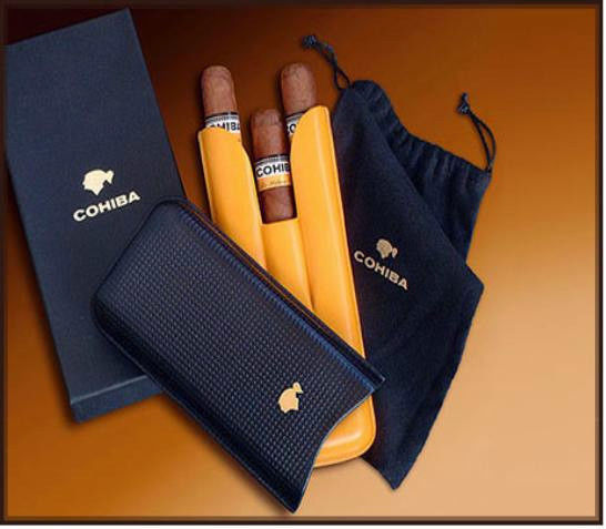  Black &amp; Gold Leather Case holds 3  - $75.00