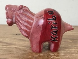 Karibu Tanzania African Carved Lion Pink Red Stone Animal Figurine Souvenir - $24.74