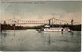 Willamette River and Steel Bridge, Albany, Oregon, vintage postcard 1914 - £9.58 GBP