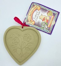 Vintage Brown Bag Cookie Art Heart Stoneware Mold 1992 Roses Flowers Recipe Book - £8.21 GBP