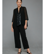 Women Cardigan Maya Brooke Sequin Womens 3/4 Sleeve  w/ Shoulder Pads Sz... - $470.65 MXN