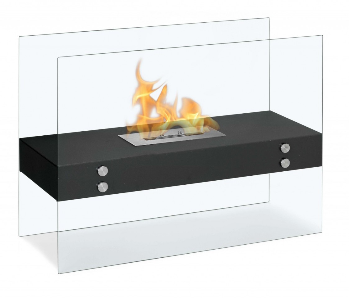 Vitrum H Black Ventless Freestanding Bio Ethanol Fireplace by Ignis Products - $322.50
