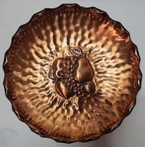 Vintage Gregorian USA Hammered Copper Fruit Bowl  Embossed Elegance - £47.47 GBP
