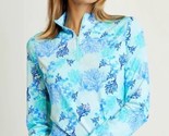 NWT GOTTEX G LIFESTYLE CORAL REEF AQUA Long Sleeve Mock Golf Shirt S &amp; XL - £59.86 GBP