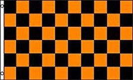 3X5 Advertising Checkered Checker Orange Black Flag 3&#39;X5&#39; Halloween Includes 2 N - £10.32 GBP