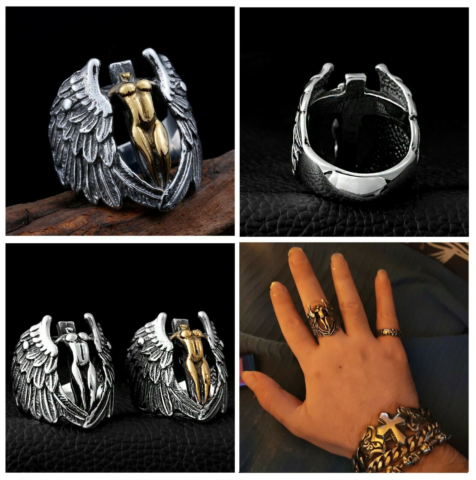 St Michael The Archangel Ring Wing Angle Stainless 316L Gabriel Prayer ...