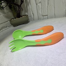 Vintage Tupperware Toddler Spoon &amp; Fork Set - Ergonomic Soft Grip Kids U... - $19.00 CAD