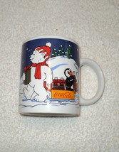 1997 Coke Coca Cola Christmas Polar Bear Penguin Mug Coffee Cup - £7.89 GBP