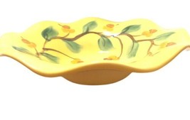 Gail Pittman Signed Siena Ruffled 10.5” Compote Bowl/Candle Holder Hand Painted - £19.27 GBP