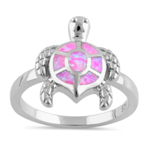 Pink Opal Turtle Ring Size 8 Solid 925 Sterling Silver with Jewelry Case - £18.58 GBP