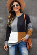 Color Block Round Neck Sweatshirt - £23.44 GBP
