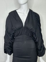 Black Long Sleeve Dress Miss Lola Women&#39;s Small Deep V Neck Long Sleeve - £19.59 GBP