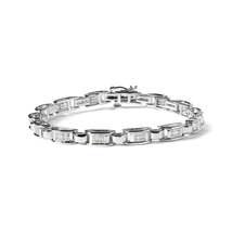 Exquisite 14k White Gold Princess-cut Diamond Link Bracelet - £1,625.05 GBP