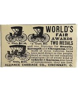 Alliance Carriage Worlds Fair Awards 1894 Advertisement Victorian Vehicl... - €17,34 EUR