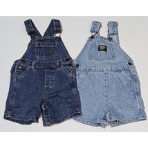 2 Denim Shortalls Lot Carter&#39;s 18 Months OshKosh 2T Boy Girl Shorts Over... - $19.75