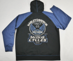 Harley Davidson Blue Black Color Block Full Zip Hoodie Sweatshirt  Mens XL - £33.34 GBP