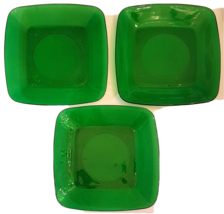 Square Luncheon Plate LOT Charm Forest Green ANCHOR HOCKING USA Christma... - £21.24 GBP