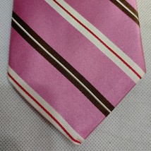 Ike Behar Tie Silk Pink Diagonal Striped - £15.01 GBP