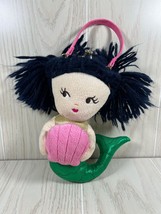 Gymboree small plush mermaid coin purse green tail black hair pink shell - $13.50