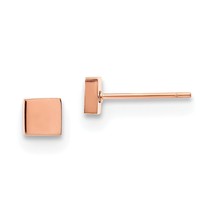 Stainless Steel Polished Rose IP-plated Square Post Earrings - £18.24 GBP