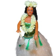 Vintage  12” Musical Hula Dancer Girl Doll Lei Grass Skirt Hawaii Non Da... - $12.93