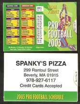 2003 NFL Push Pull Pocket Schedule Spanky&#39;s Pizza Beverly MA - £1.19 GBP