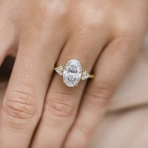 3.40 Ct Oval Cut Diamond Cluster Ring, Dainty Wedding Ring, Custom Handmade Ring - $119.82