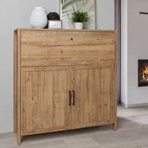 Malte Brun Rustic Wooden Oak Home Bedroom Storage Cabinet Unit Bar Chest Wood - £370.86 GBP