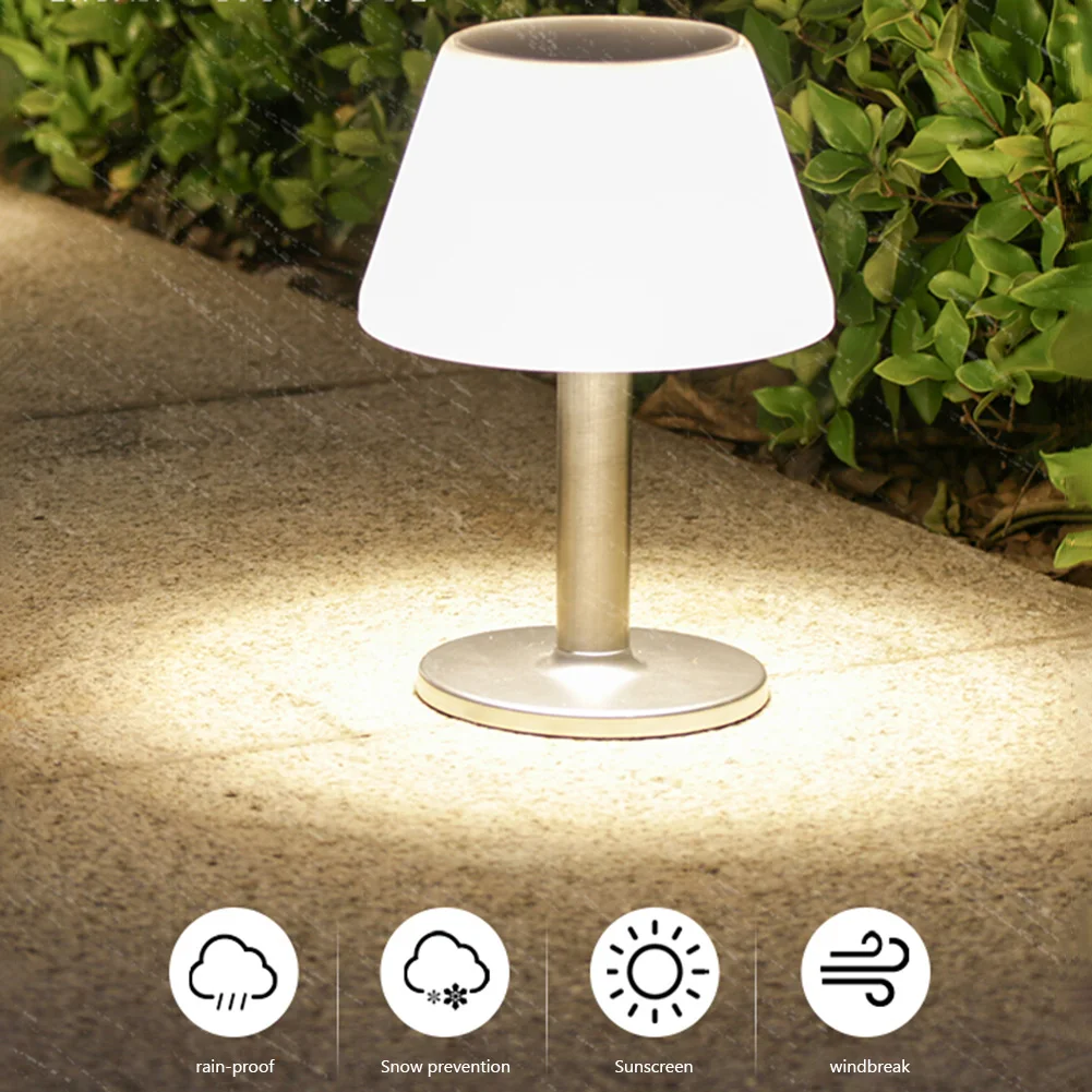LED Solar Table Lamp Garden Outdoor Waterproof Dimmable Table Light Modern - $12.33