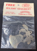 Vintage Smucker&#39;s Metal Holiday Bell Promotional Christmas Ornament Collectible - £4.00 GBP
