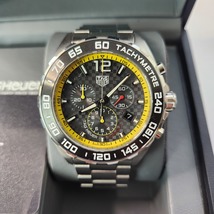 USED Tag Heuer Formula 1 Chronograph Yellow Black Dial Mens Watch 43mm - £639.48 GBP
