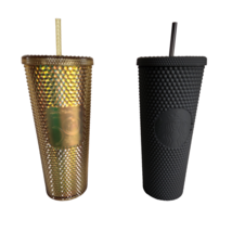 2 Walt Disney World Starbucks Tumblers 50th Anniversary Studded Matte Black Gold - £114.15 GBP