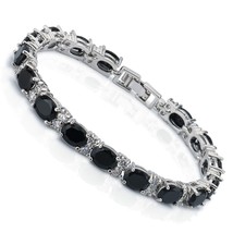 10CT Oval Cut Lab-Created Spinel &amp; Cz Bracelet for Women 14K White Gold Over 925 - £143.87 GBP