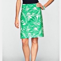 Talbots Green &amp; White Tropical Palm Leaf Print Straight Skirt Size 6 Euc Cl EAN - £23.36 GBP